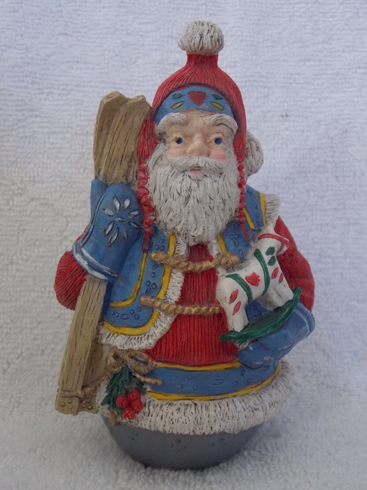 Vintage Midwest Scanda Santa Claus Holding Ski\'s Figurine