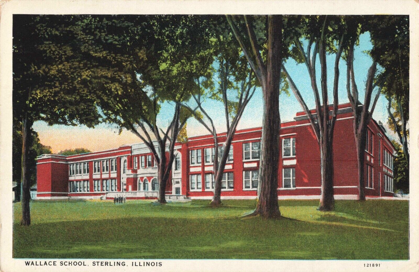 Wallace School Sterling Illinois IL c1930 Postcard