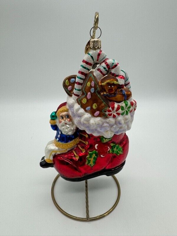 Christopher Radko Candy Kickoff Glass Christmas Ornament with Stand