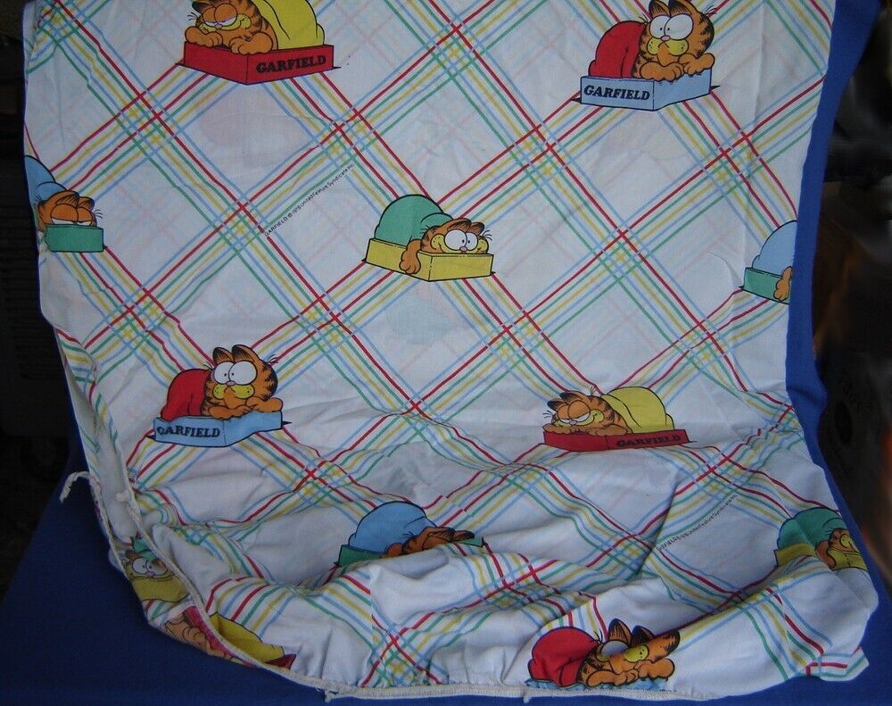 Vintage 1978 GARFIELD THE CAT NAPPING CARTOON FULL SHEET BOTTOM FITTED Curtains
