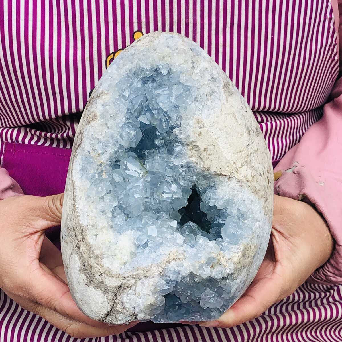 10.67LB Natural Beautiful Blue Celestite Crystal Geode Cave Mineral Specimen 935