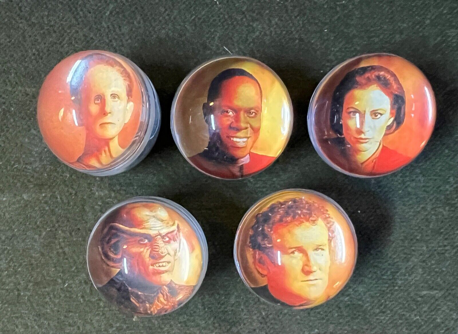 5 Star Trek Deep Space Nine -Odo, Sisko, Kira, Quark, O\'Brian - Clear Orb Balls