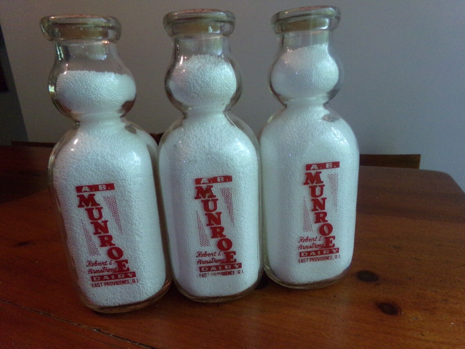 3 - TSPQ-CT  A.H. Munroe Milk Bottles Bottle East  Providence R.I.  Rhode Island