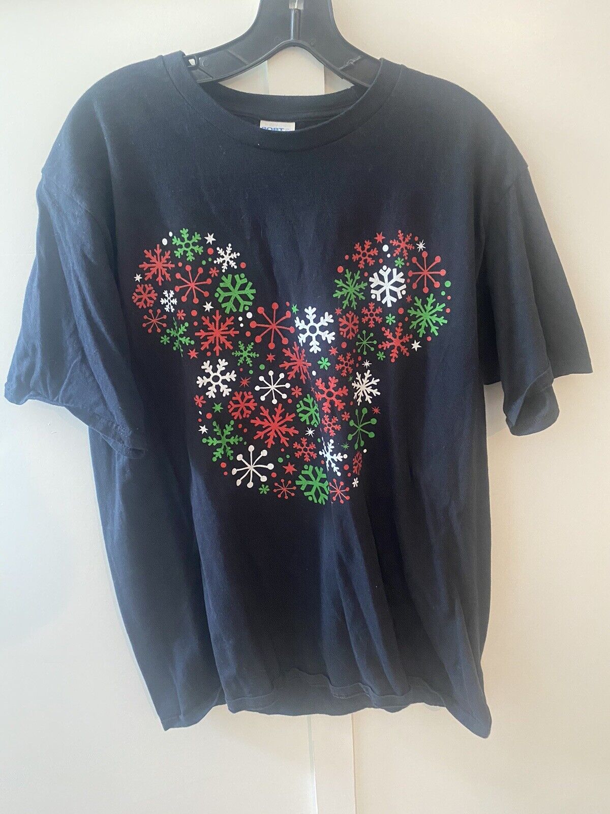 Disney Mickey Mouse Christmas Snowflake T-shirt Black Men’s Large