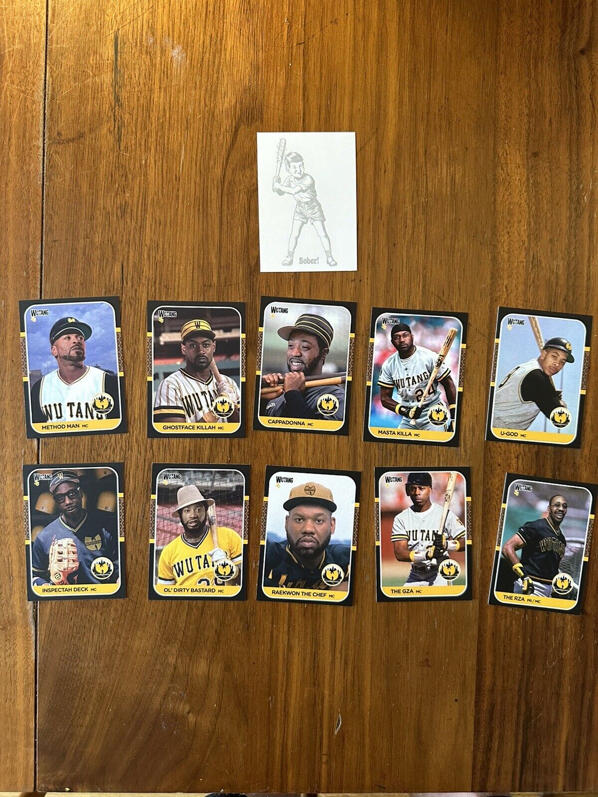 Wu Tang Baseball Card Set - 10 Cards - GZA, RZA, ODB, Method Man, Ghostface