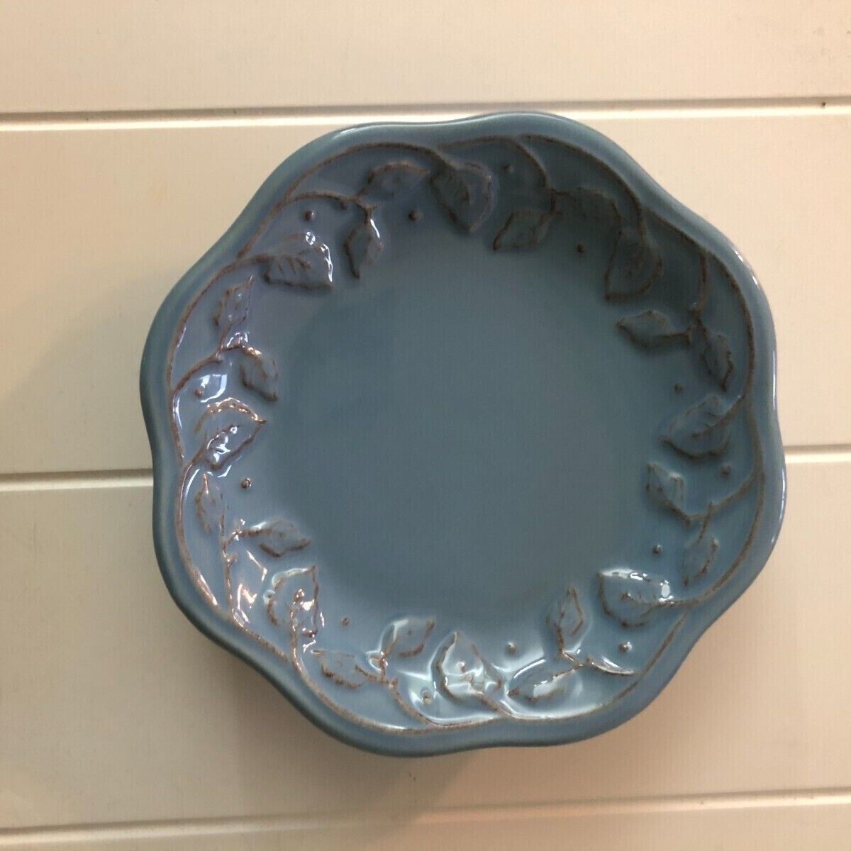 Longaberger Vintage Vine Blue Mist Candleholder Pottery Plate
