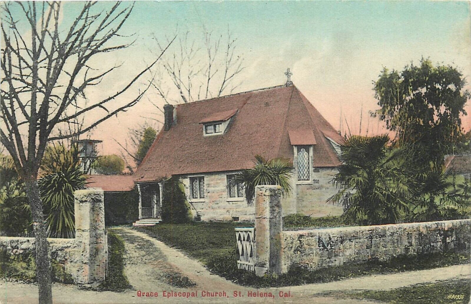 Postcard 1908 California St. Helena Grace Episcopal Church Rieder CA24-984