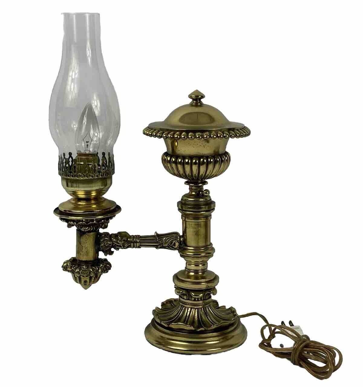 Argand Lamp Antique Brass Figural Single Arm Circa 1830 Electrified Modern Works