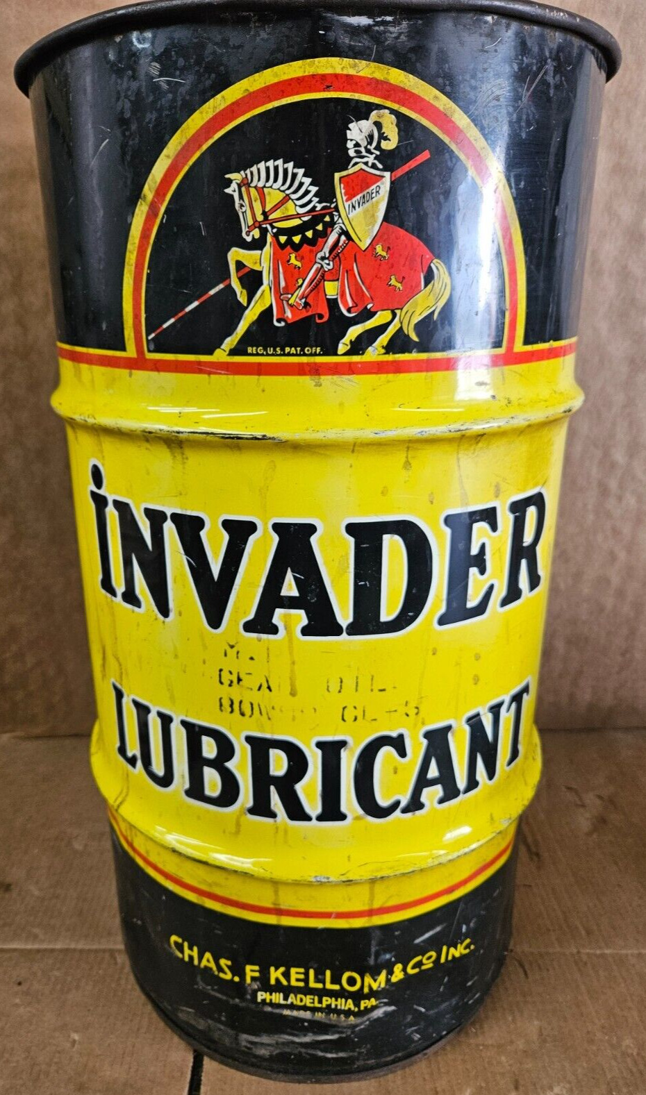 Rare Invader Oil Lubricants Can Barrel Drum Advertising Motor Oil  gas station