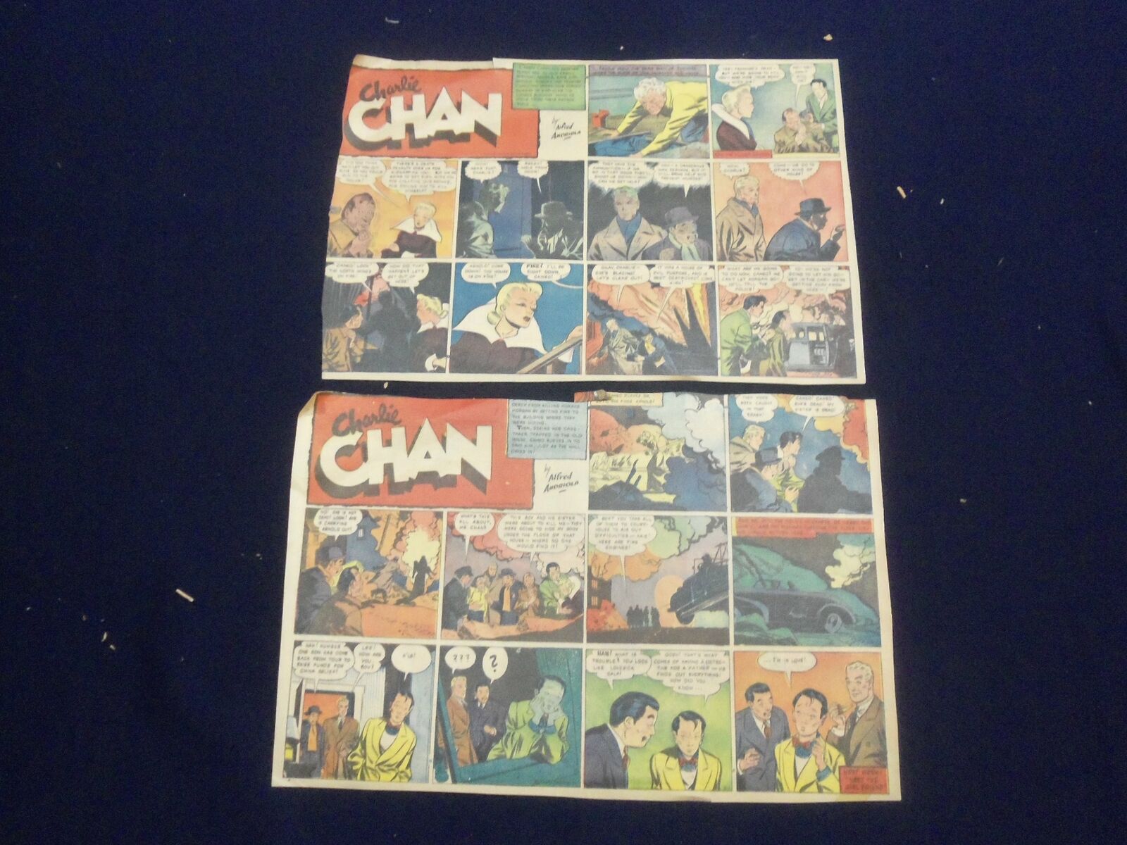 1942 CHARLIE CHAN COLOR COMIC STRIPS - LOT OF 2 - NP 5221