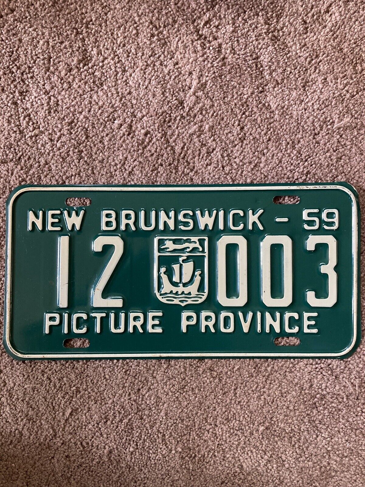 1959 New Brunswick License Plate - 12 003 - Very Nice