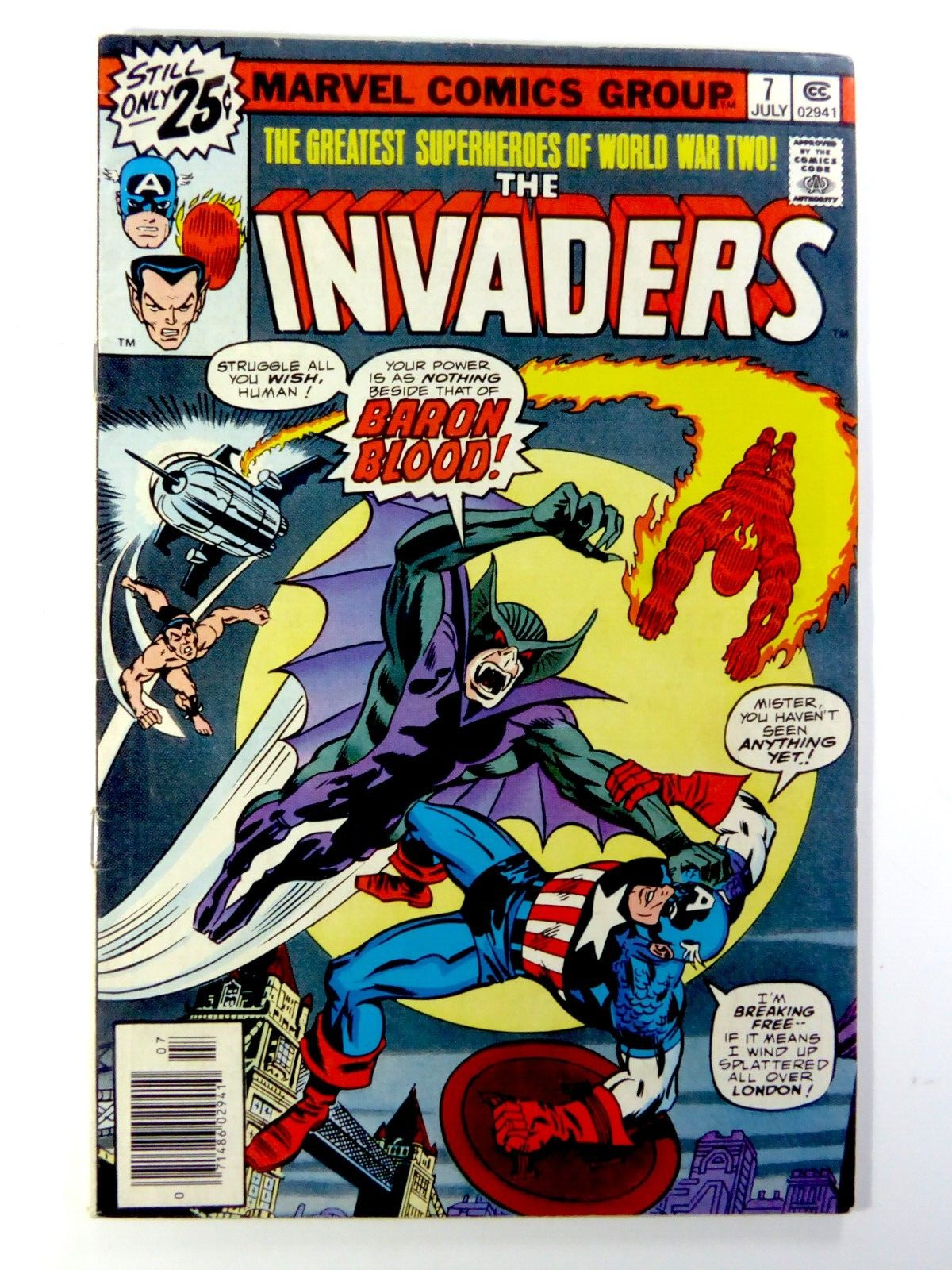 Marvel INVADERS (1976) #7 KEY NEW UNION+BARON BLOOD VG/FN (5.0) Ships FREE