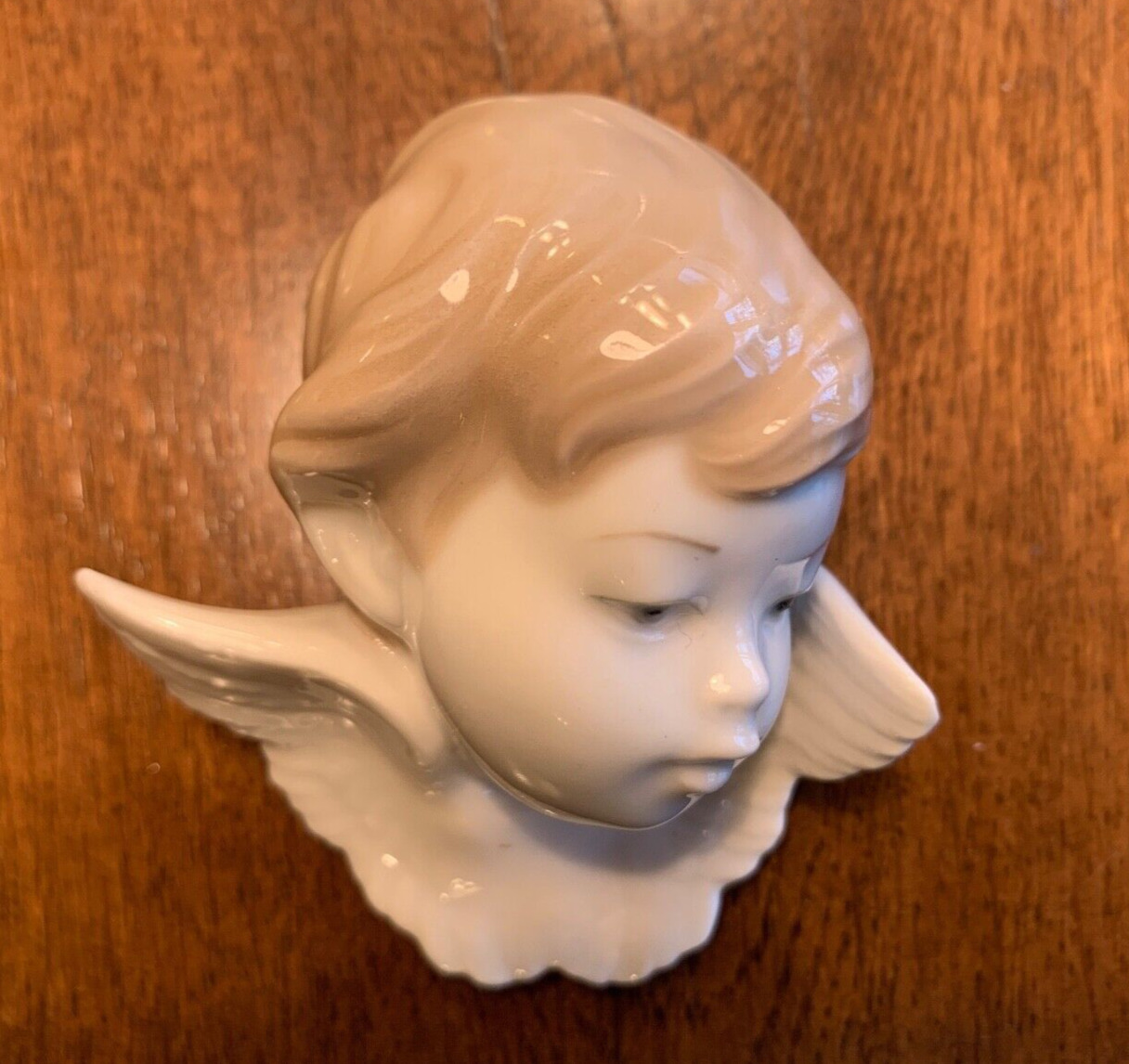 Lladro Cherub Angel VTG Figurine Porcelain Boy Memento Mori Wings Wall Heaven