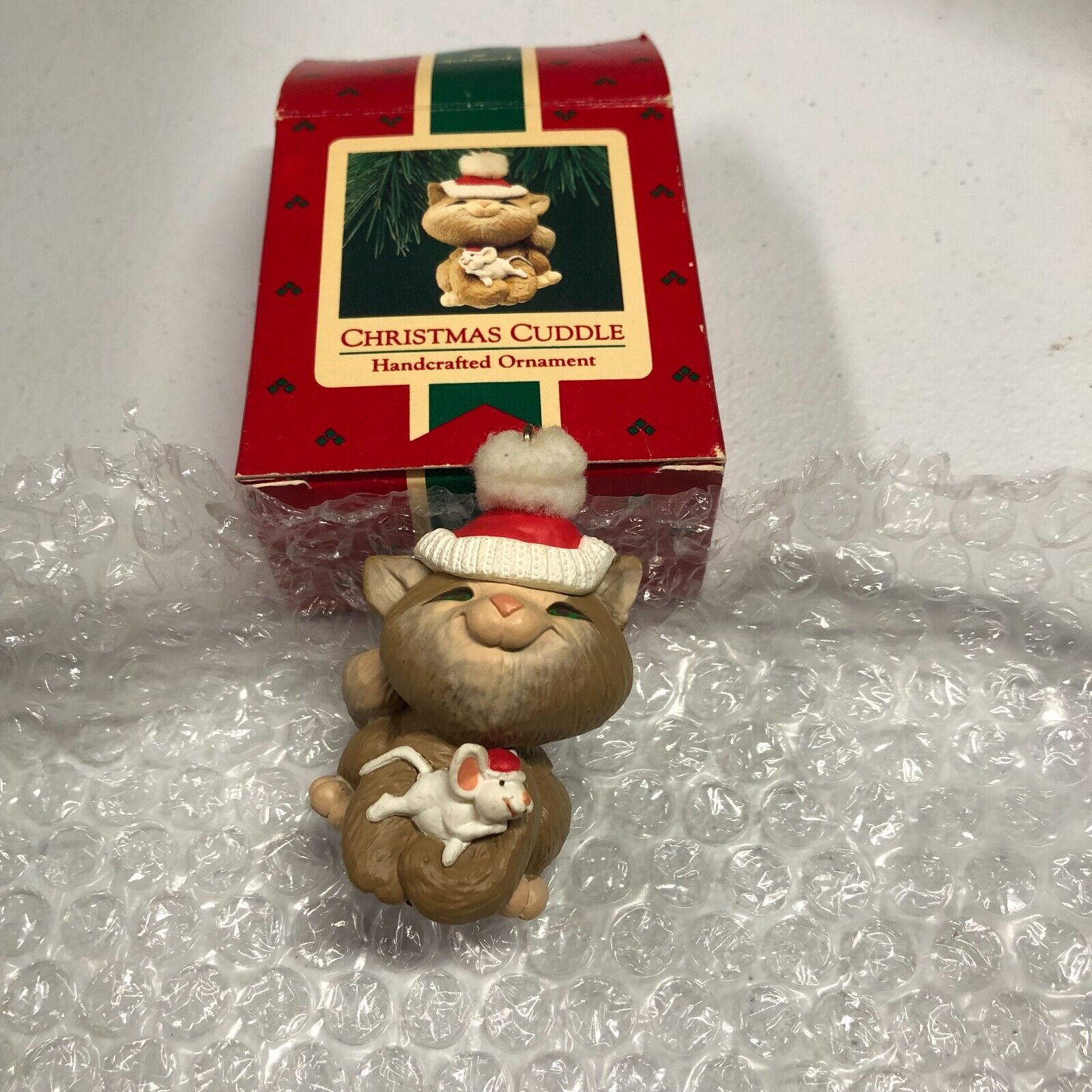Hallmark Christmas Ornament CHRISTMAS CUDDLE 1987 with box Handcrafted