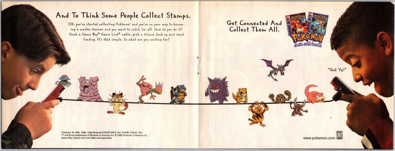 Pokemon Red Blue Print Ad Game Poster Art PROMO Original Nintendo Boy GB Gengar