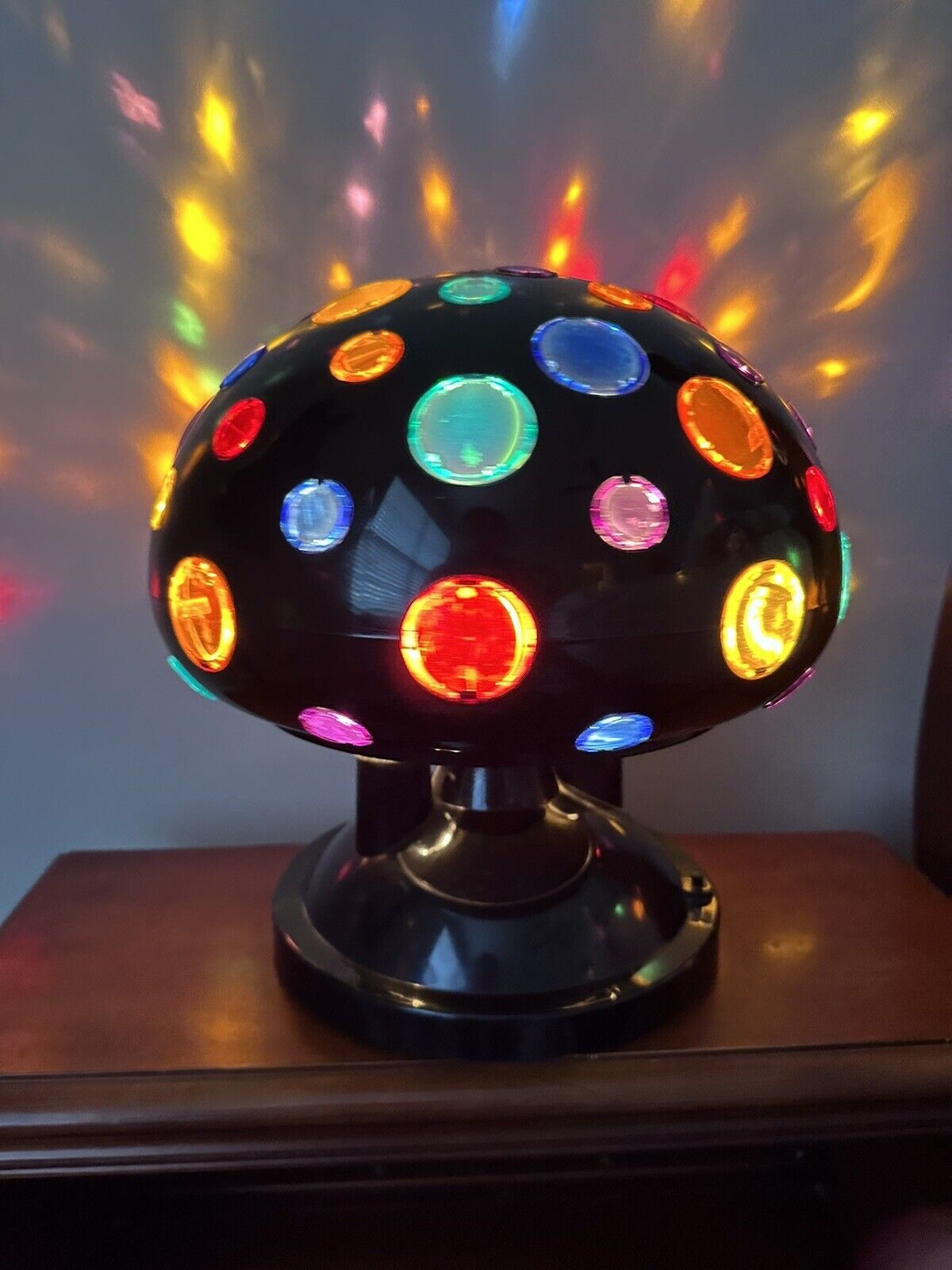 Vintage 1998 RABBIT TANAKA Rotating Multi-Color Disco Light/ Large Mushroom /UFO