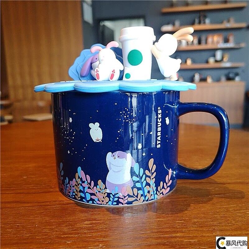 2023 Hot Starbucks  New Year Gifts Mugs Rabbit Blue Coffee Cup With Bunny Lid