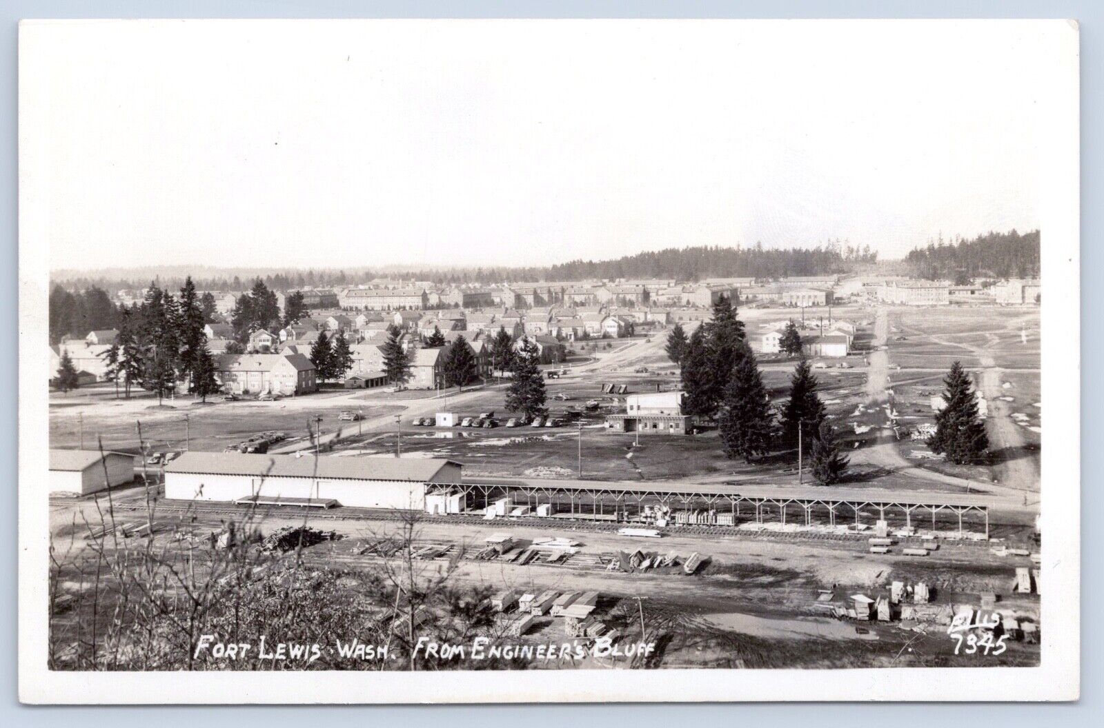 c1940s Fort Lewis From Engineers Bluff Tacoma WA Vtg Ellis Real Photo Postcard