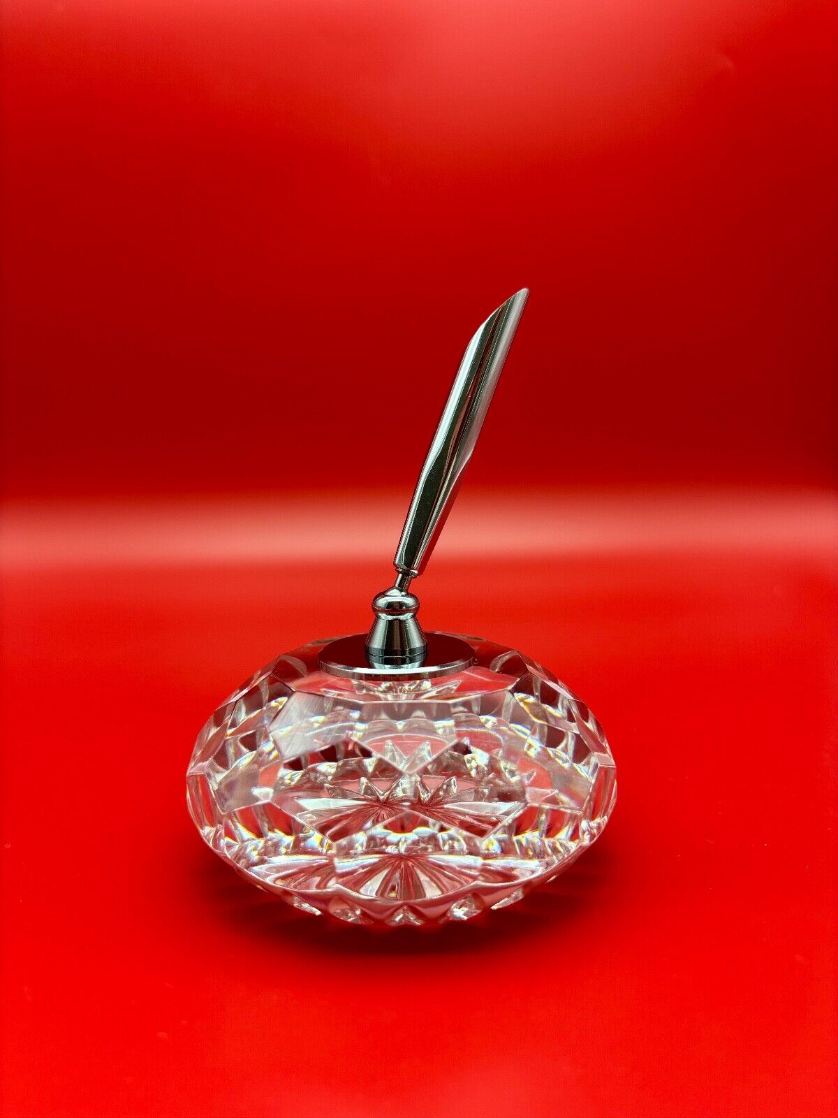 Stunning Vintage Waterford Crystal Cut Paperweight Pen Holder