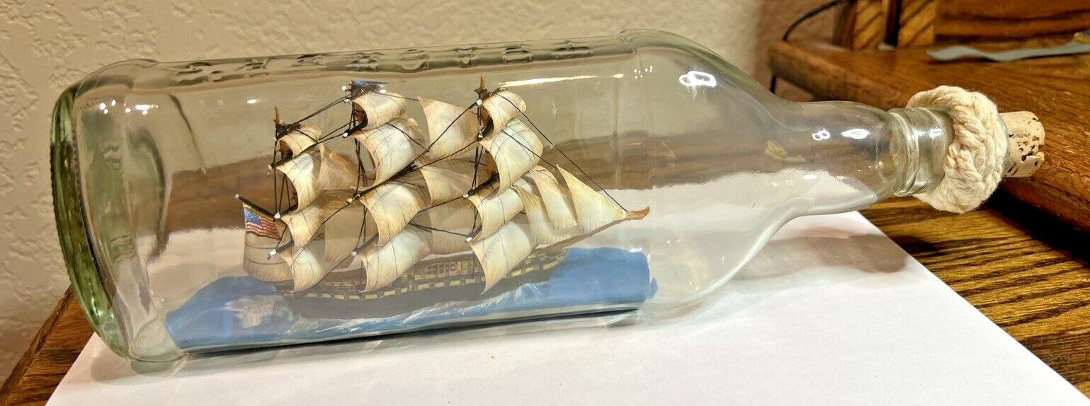 Vintage Ship In A Glass Bottle  USS Constitution Penco Industries Teacher\'s
