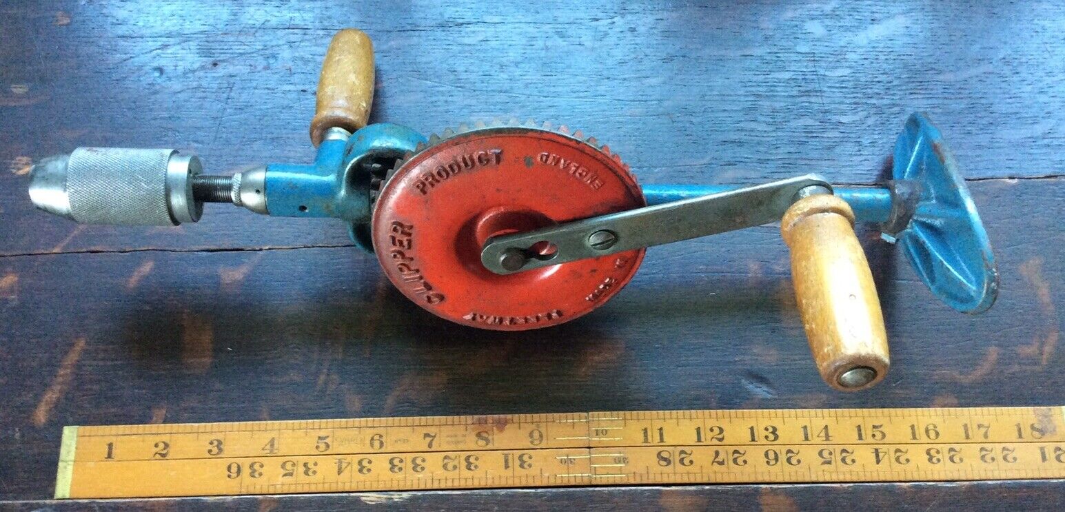 Vintage Collectable Fleetway Clipper Two Speed Hand drill with Military mark