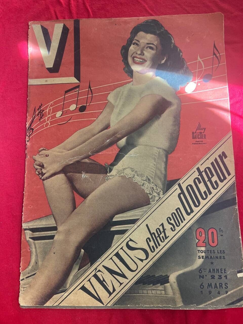 1949 V Risquè Large Vintage Magazine Mary Hatcher Sexy Girls Pin Up France C7