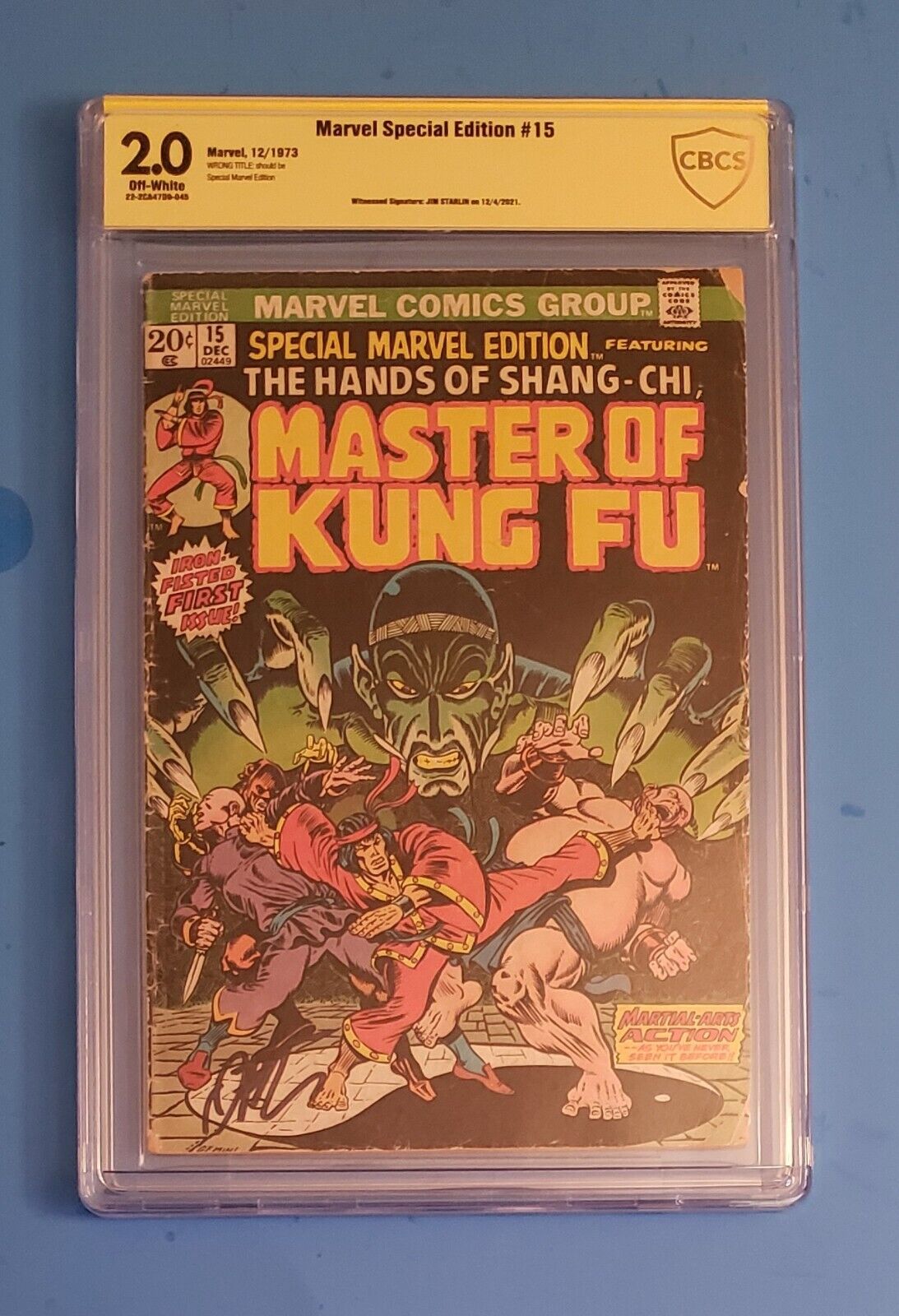 Special Marvel Edition Master of Kung Fu #15 - Signed by Jim Starlin - CBCS 2.0
