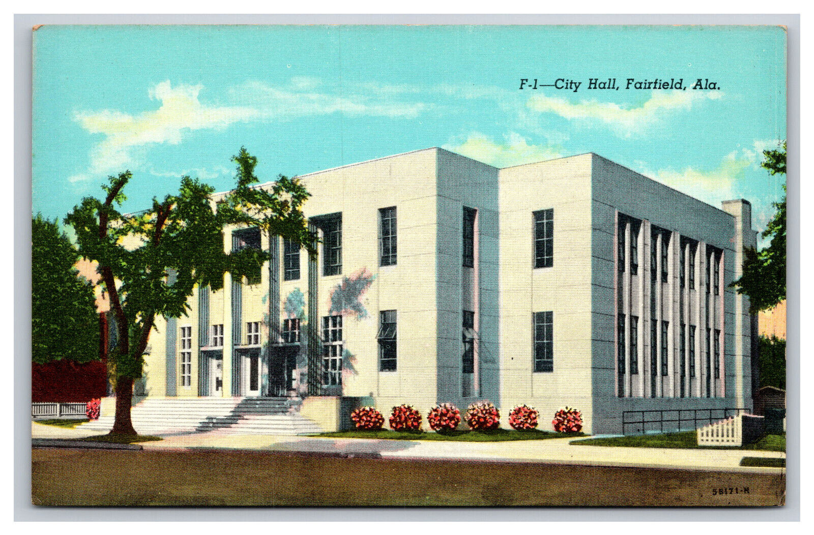City Hall, Fairfield Alabama AL Postcard