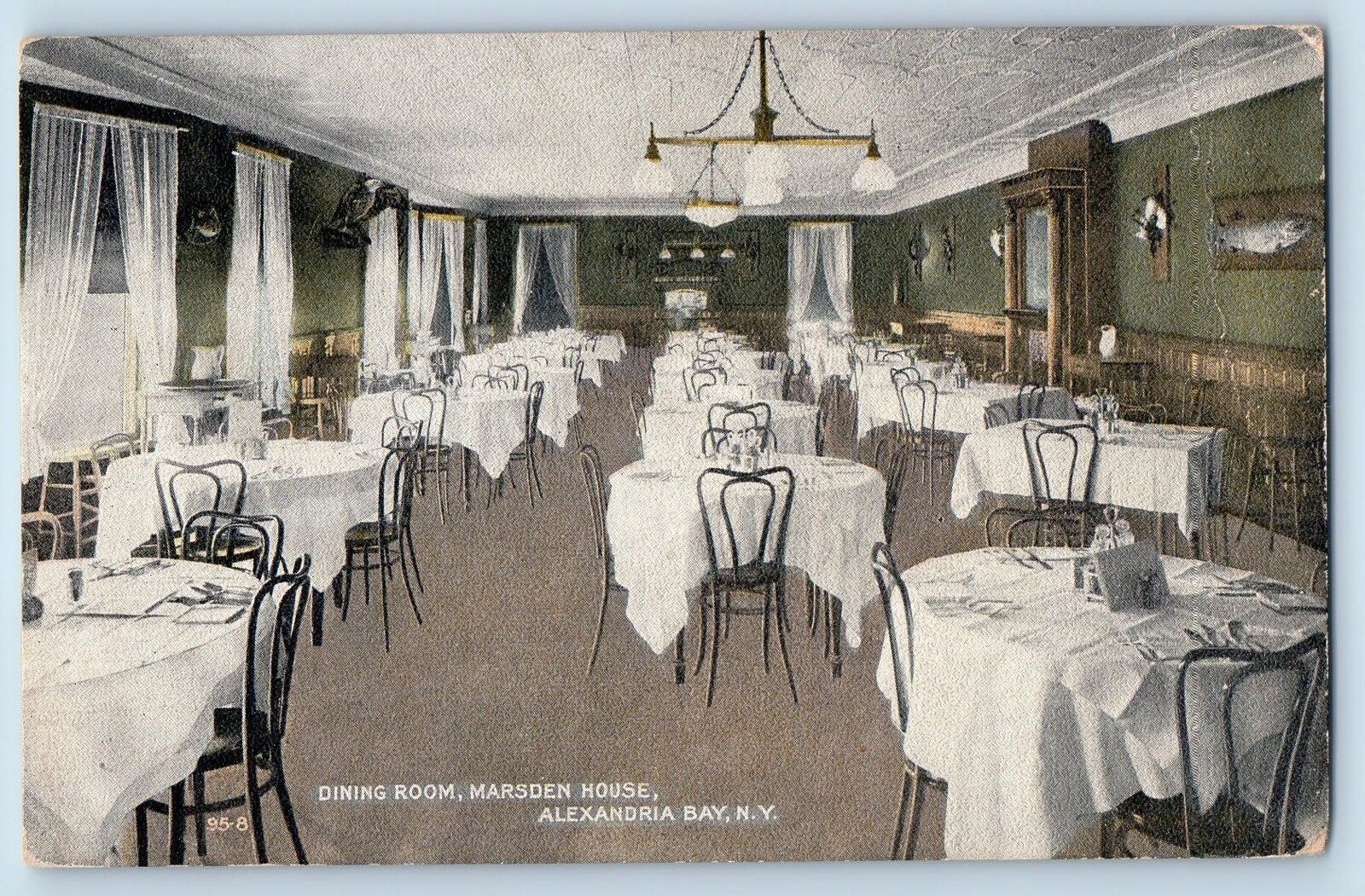 Alexandria Bay New York NY Postcard Dining Room Marden House c1910's Antique