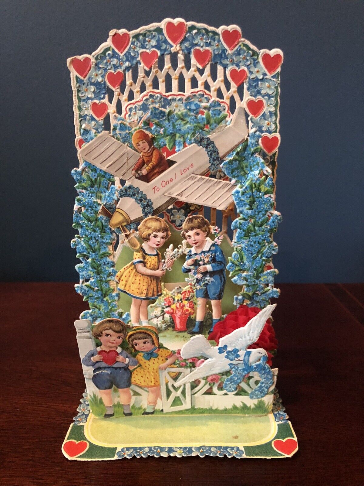 Vintage Fold-out Standing Valentine  | Pilot in Plane - \
