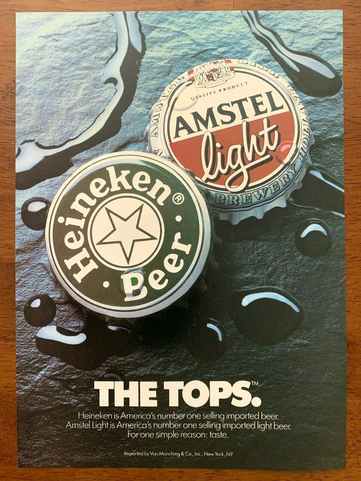 1990 Heineken Amstel Light Vintage Beer Print Ad/Poster Man Cave Bar Décor 
