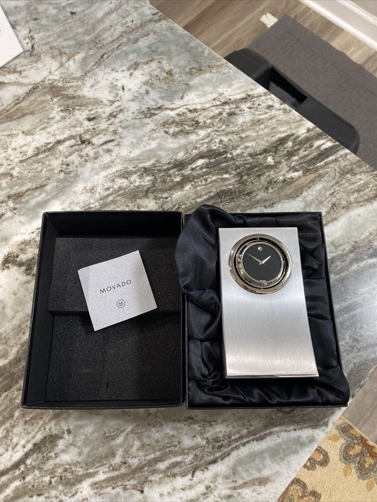 Movado museum spinning quartz desk clock New With Box See Details Below