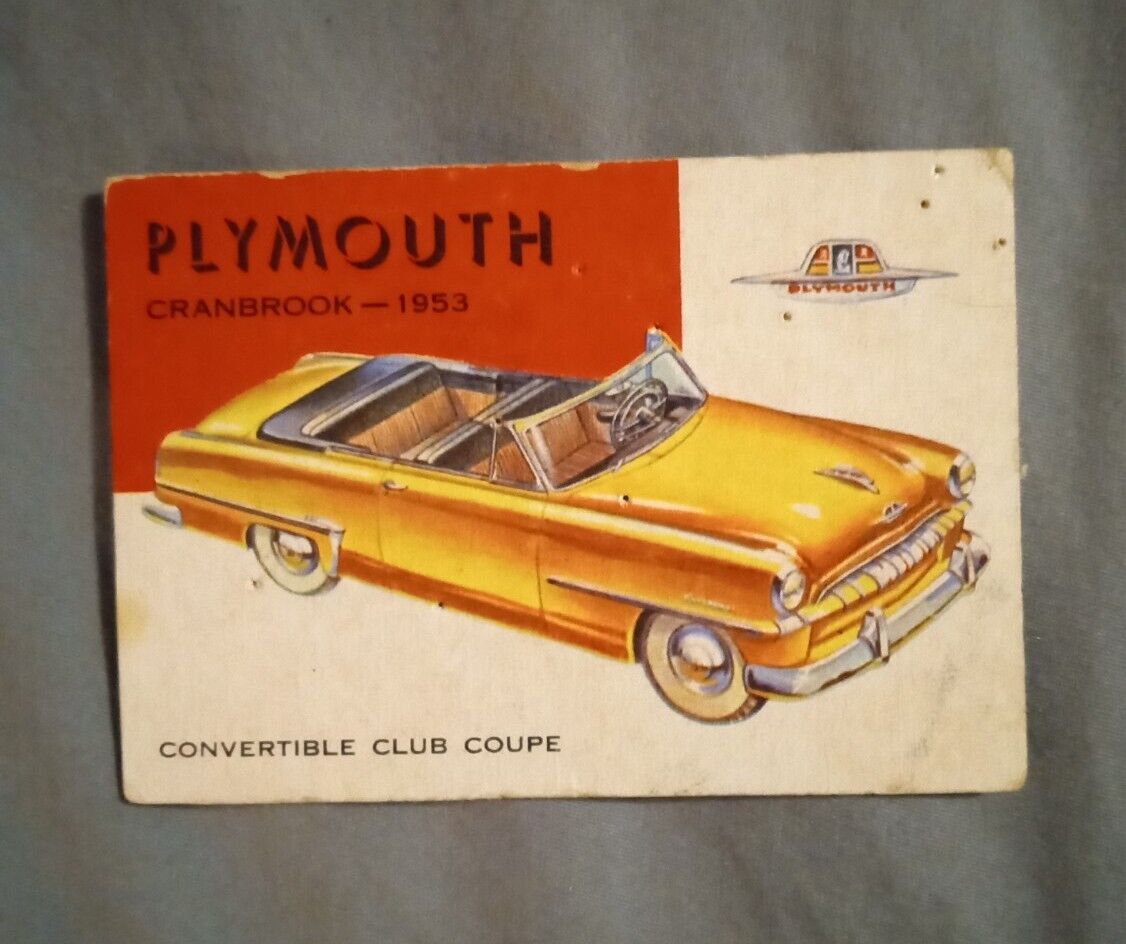 Vintage 1954 Topps World on Wheels #79 1953 Plymouth Cranbrook Coupe Convertible