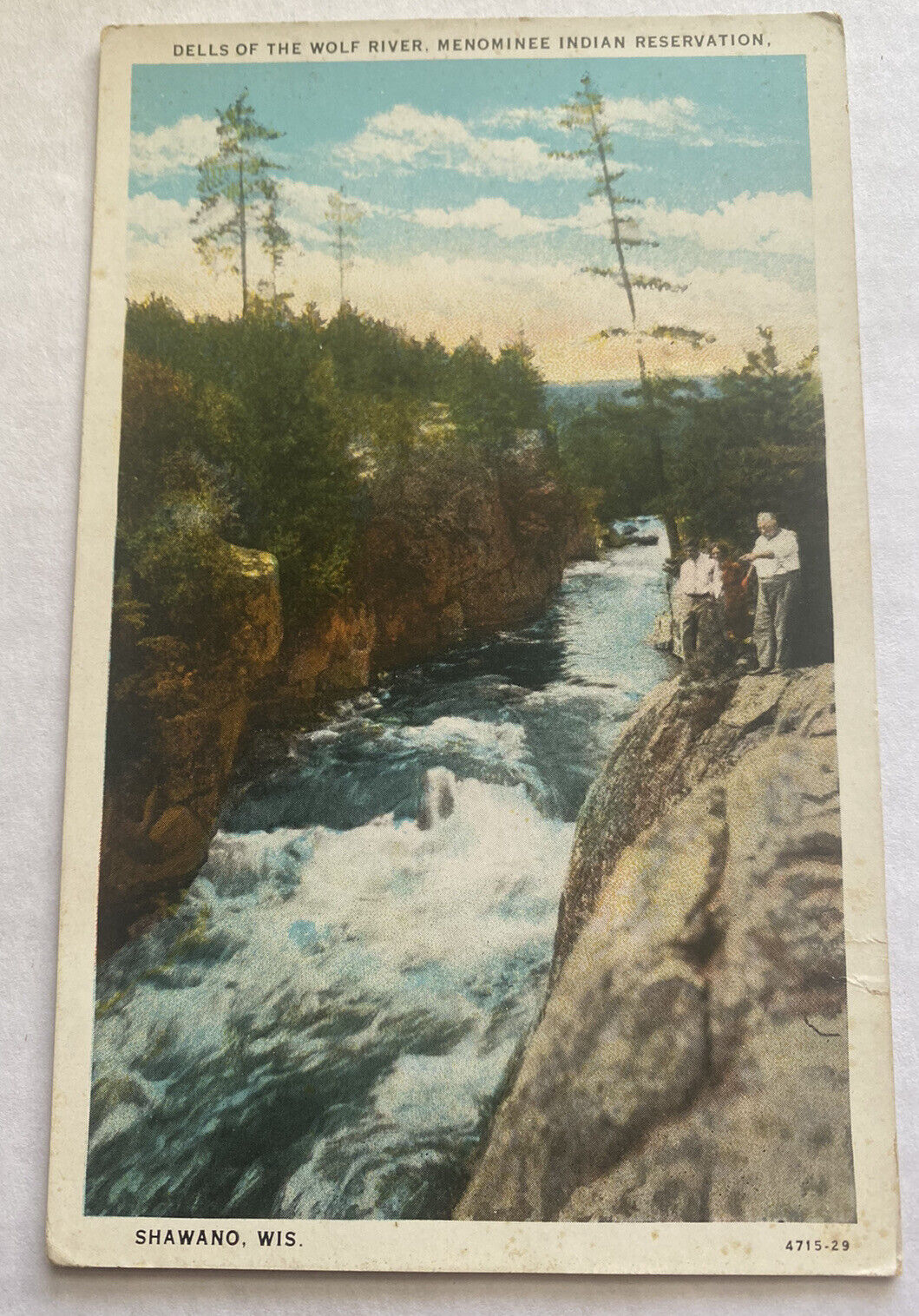 Vintage Postcard ~  Dells of the Wolf River ~ Menominee Indian Res Wisconsin WI