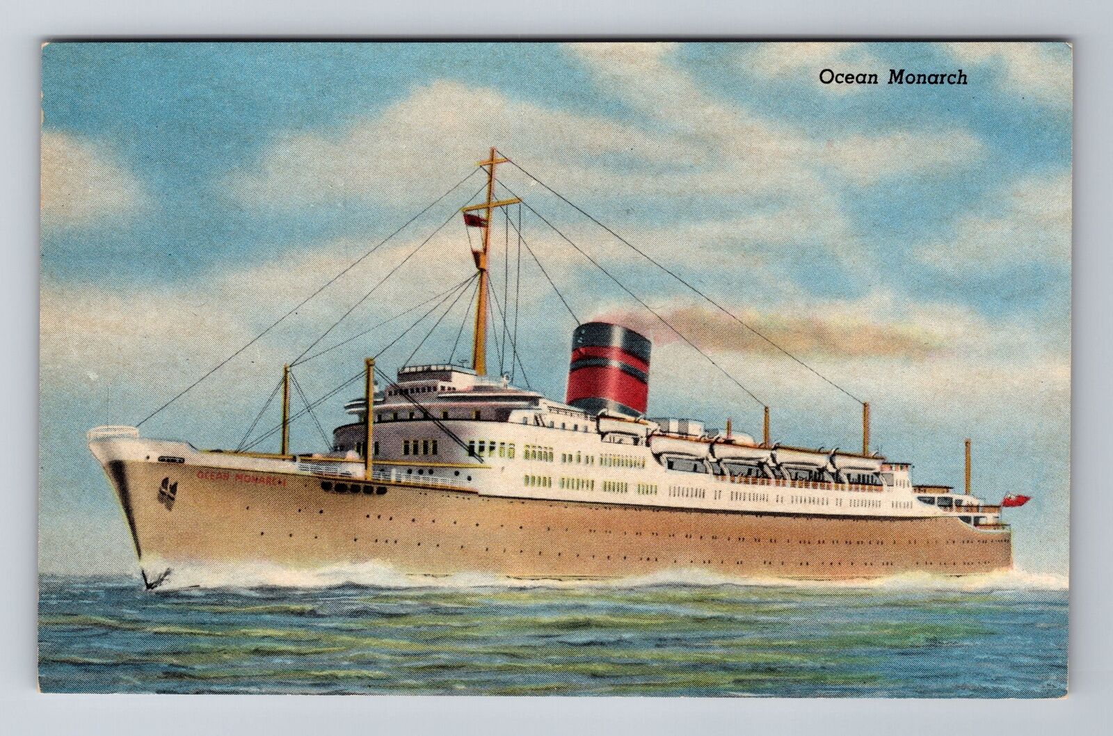 Ocean Monarch, Ship, Transportation, Antique, Vintage Souvenir Postcard