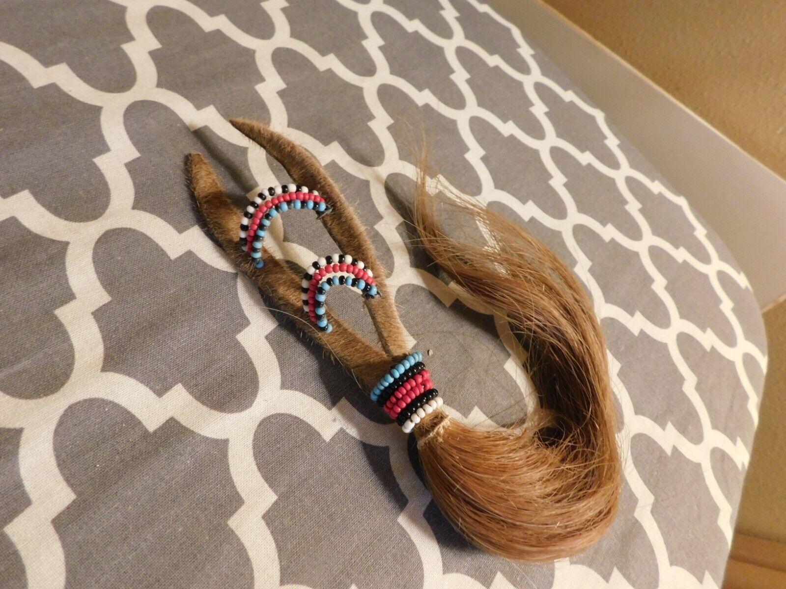 Southwest American Handmade Horse Hair Wishbone w/ Glass Beads