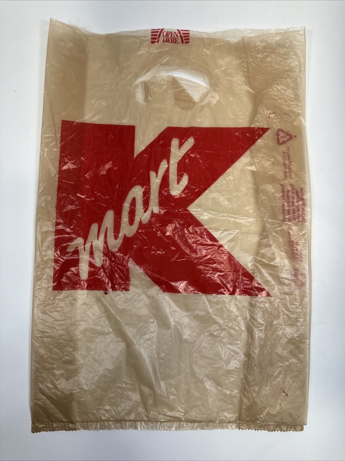 VTG KMart Brown Plastic Bag Used Good Condition 13x8.5 No Rips Tears Or Holes
