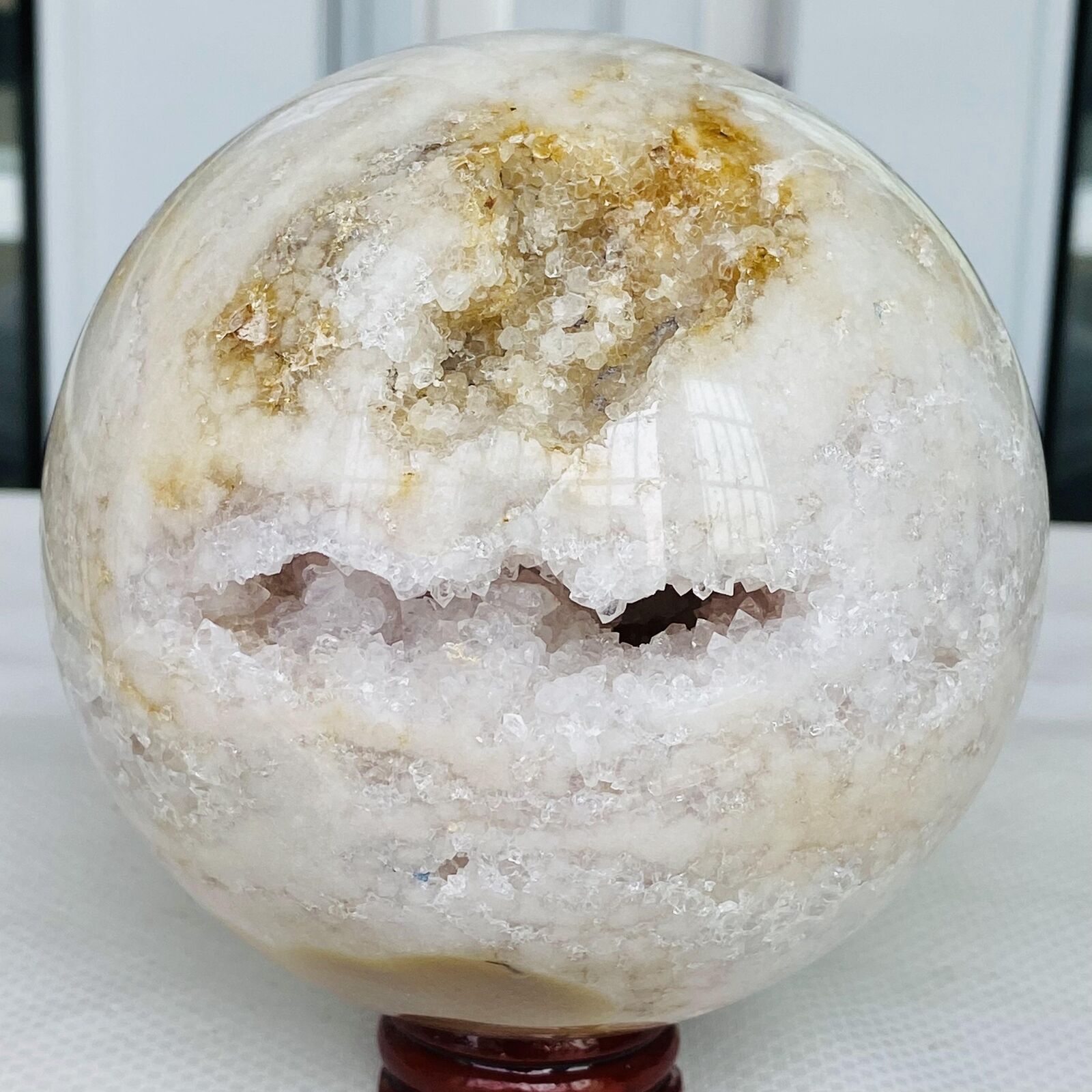 Natural Cherry Blossom Agate Sphere Quartz Crystal Ball Healing 1600G