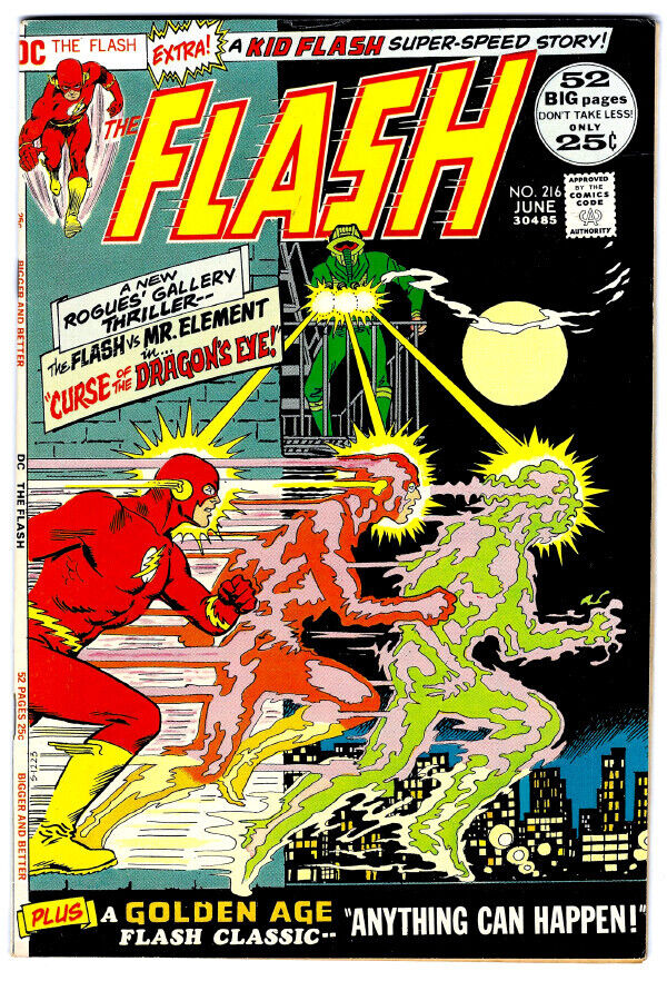THE FLASH #216 in VF a 1972 Bronze age DC comic w/ G.A. FLASH & KID FLASH