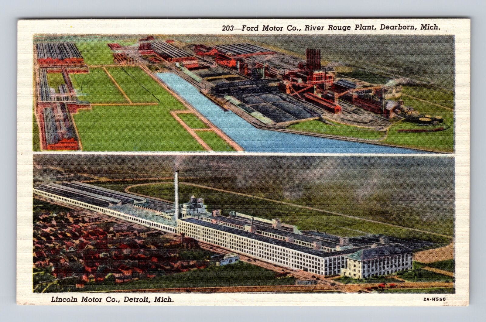 Dearborn MI- Michigan, Ford Motor Company, River Rouge Plant, Vintage Postcard