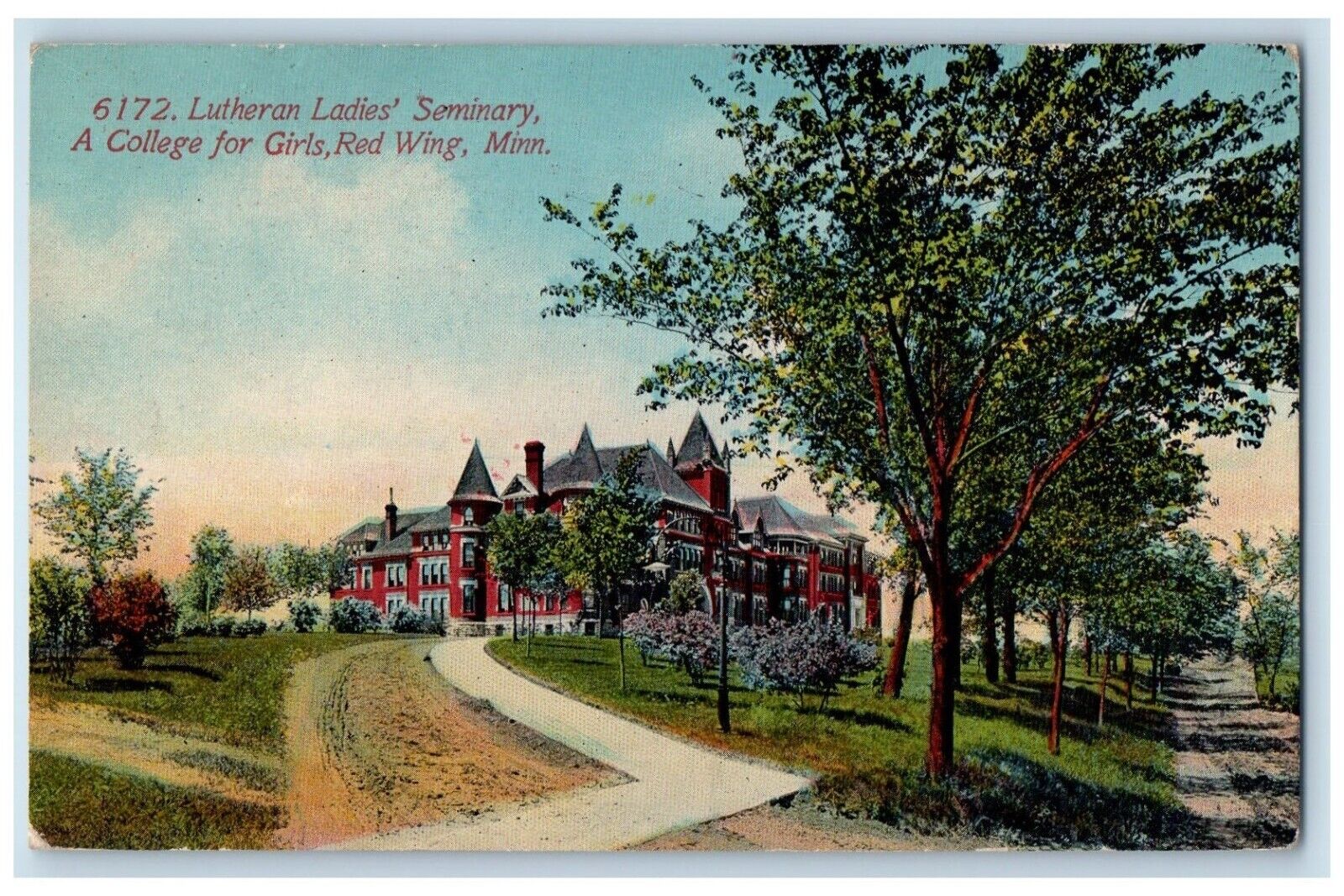 Red Wing Minnesota Postcard Lutheran Ladies Seminary College Girls 1912 Vintage