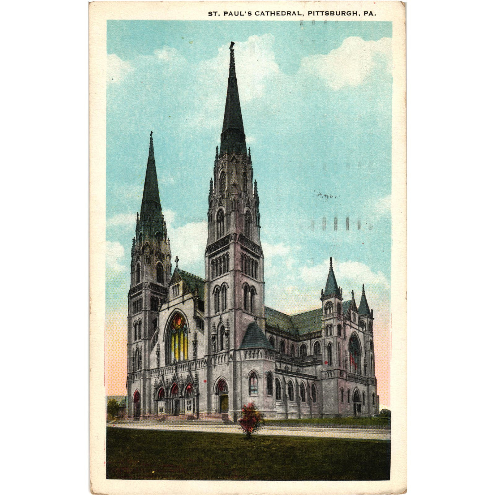 St Pauls Catherdral Postcard Posted 1924 Pittsburgh PA