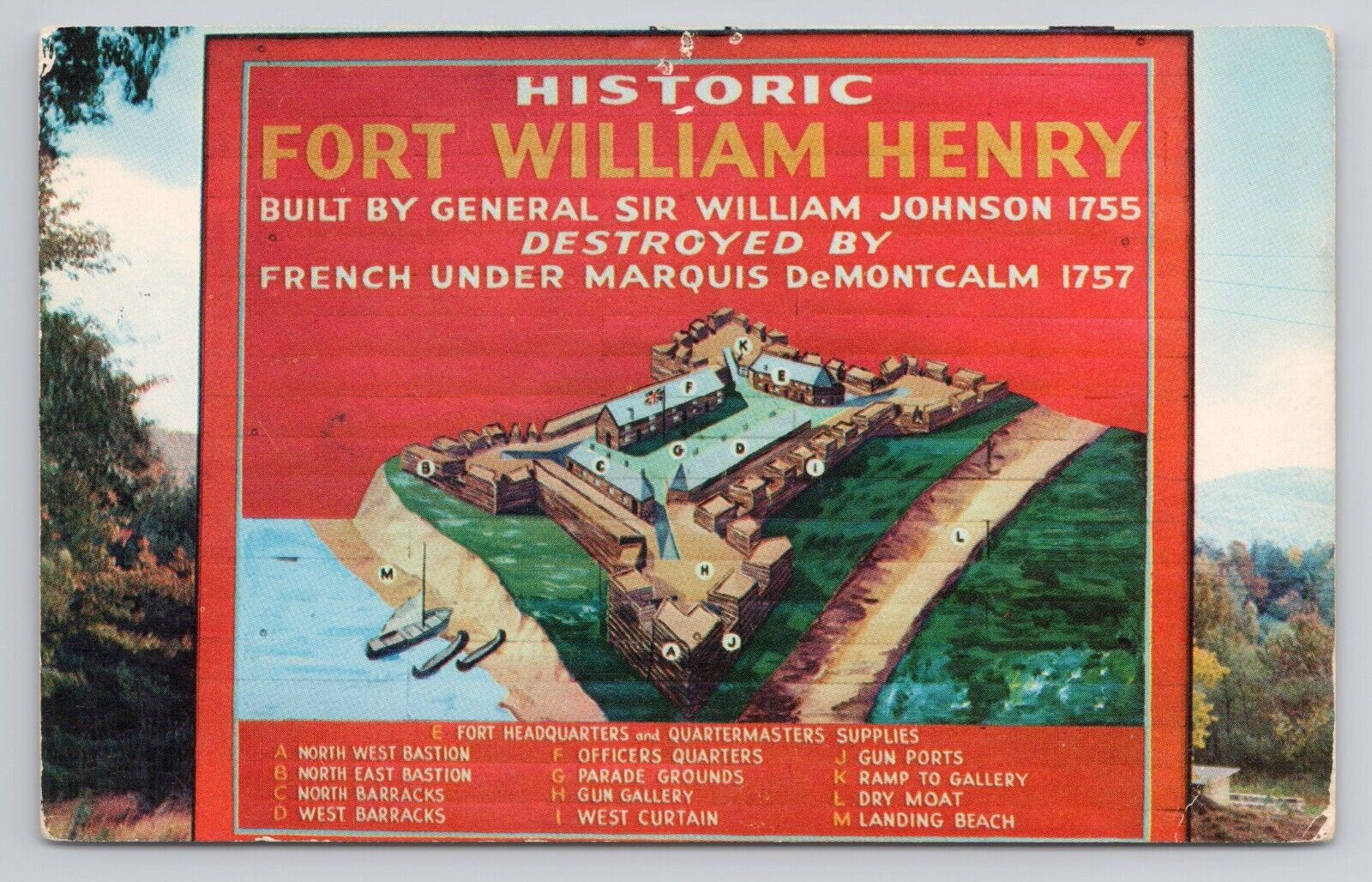 Postcard Fort William Henry Lake George New York