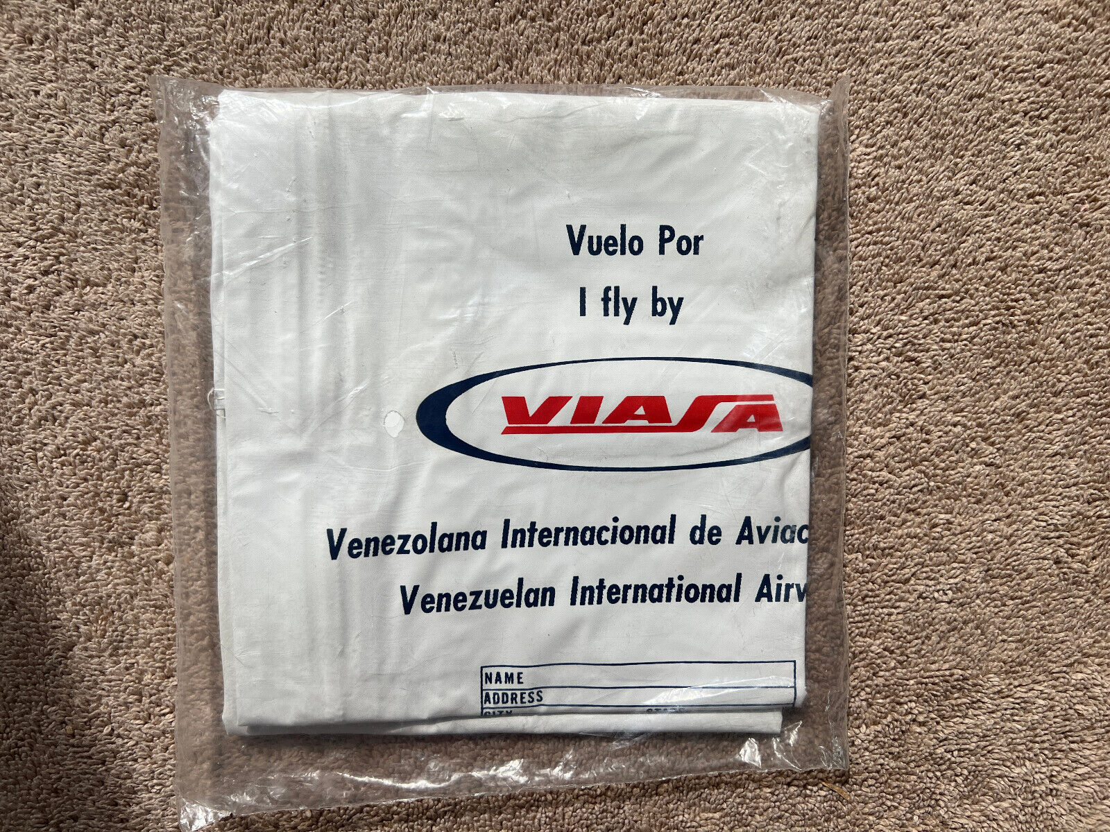 Rare Vintage VIASA Venezuelan Airline Garment Bag New Sealed