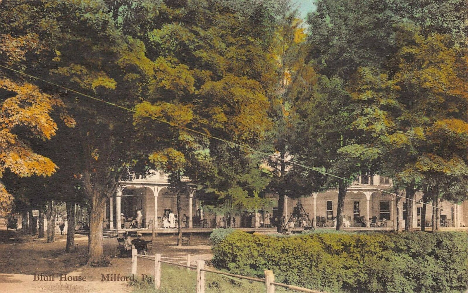 Bluff House, Milford, PA, Early Hand Colored Postcard, Used in 1933