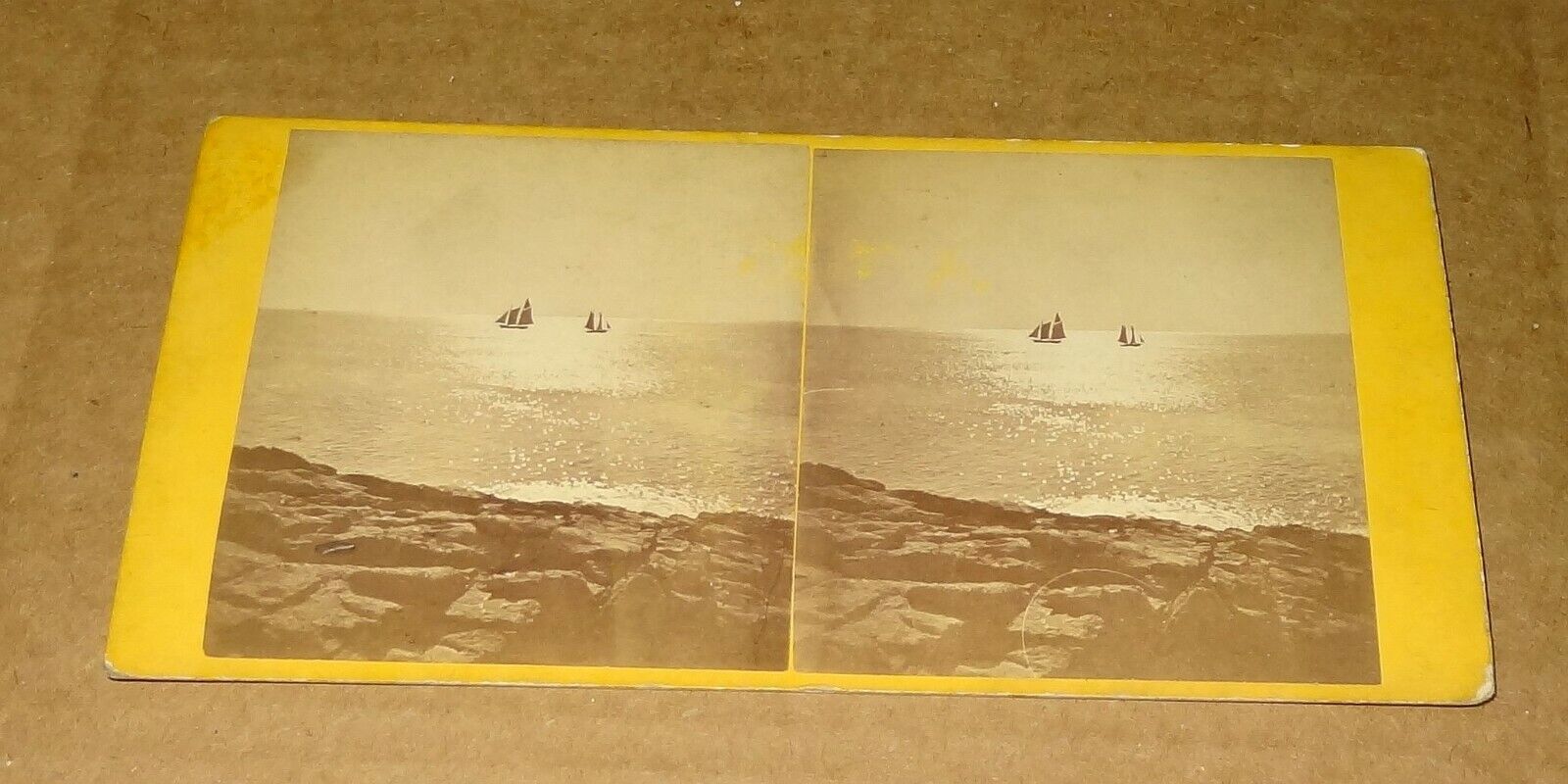 1860s Heywood Stereoview Cape Ann Scenery Marine Study Sailboats Massachusetts