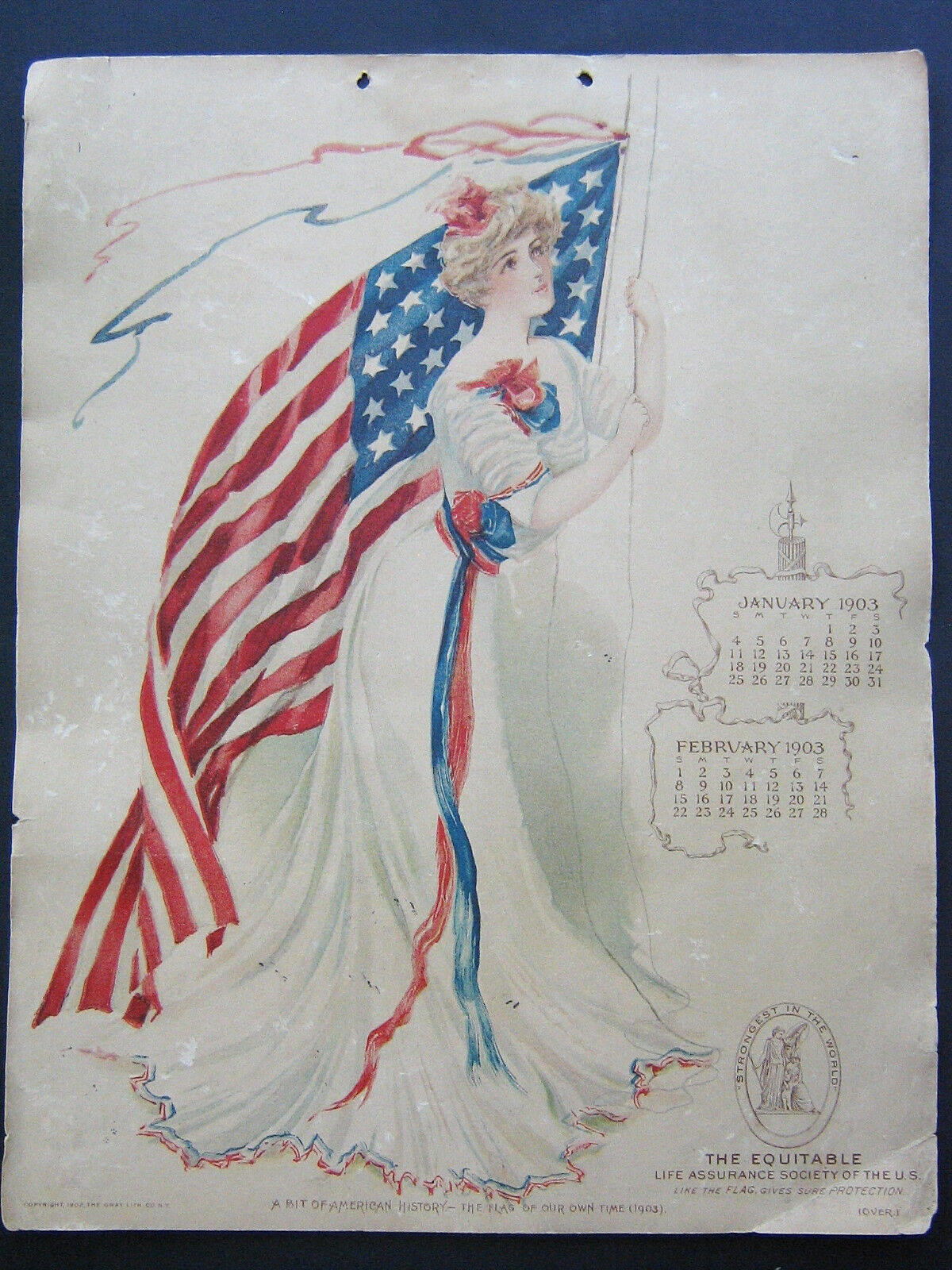1903 Ad Calendar  Equitable Life Assurance Society (A Bit of American History)