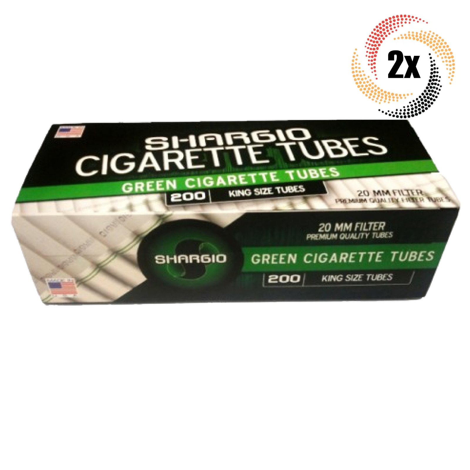 2x Boxes Shargio Green Menthol King Size ( 400 Tubes ) Cigarette Tobacco RYO
