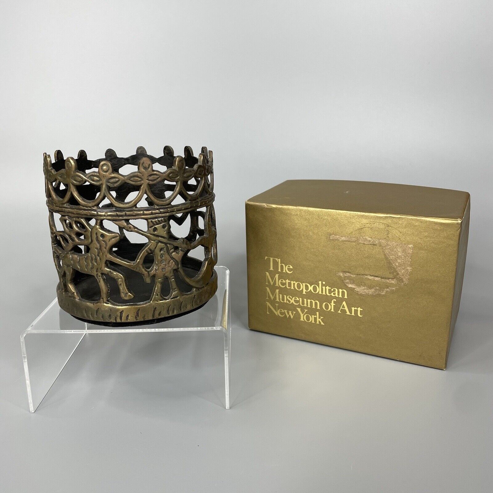 The Metropolitan Museum of Art New York Staghunt Brass Pen Stand with Box c1990