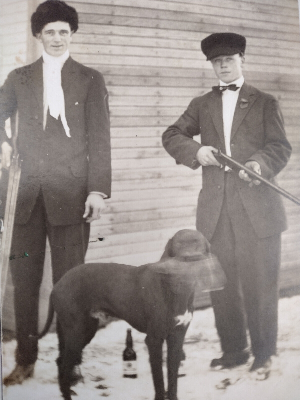 RPPC Real Photo Postcard Hunting Hunters Shotguns Hats Dog Circa 1904-18 Antique